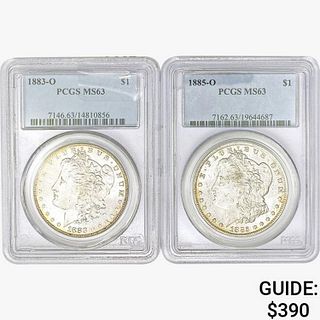 [2] Morgan Silver Dollars PCGS/NGC MS63 [1883-O, 1