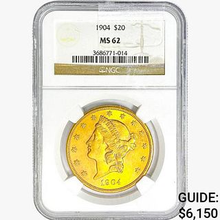1904 $20 Gold Double Eagle NGC MS62 