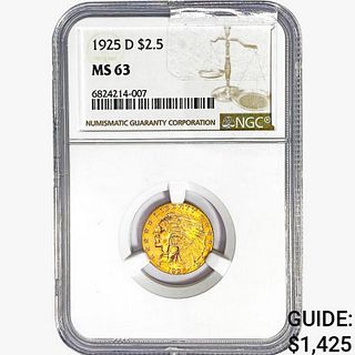 1925-D $2.50 Gold Quarter Eagle NGC MS63 