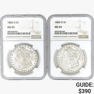 [2] 1884-O Morgan Silver Dollars PCGS/NGC MS63 