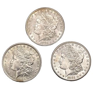 1880-1896 UNC Morgan Silver Dollars [3 Coins]