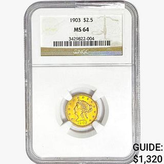 1903 $2.50 Gold Quarter Eagle NGC MS64 