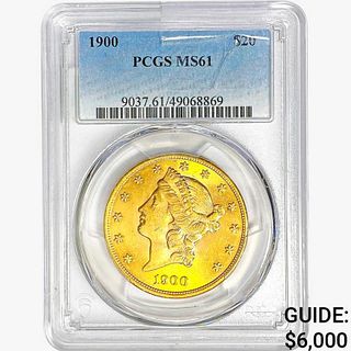 1900 $20 Gold Double Eagle PCGS MS61 