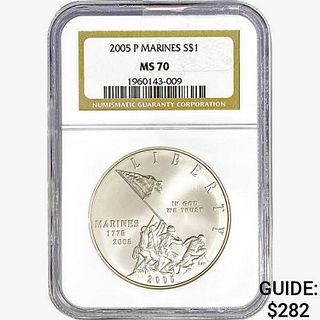 2005 US Marine Commem Silver Dollar NGC MS70 