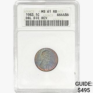 1983 Wheat Cent ANACS MS61 RB DDR