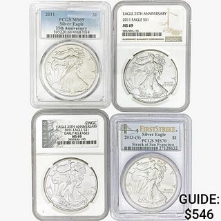 [4] American 1oz Silver Eagles NGC/PCGS MS69-70 [[