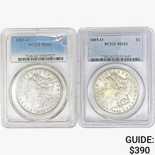 [2] Morgan Silver Dollars PCGS MS63 [1883-O, 1885-
