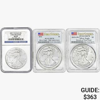 [3] American 1oz Silver Eagles NGC/PCGS MS69-70 [2