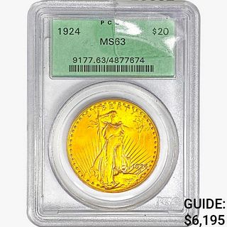 1924 $20 Gold Double Eagle PCGS MS63 