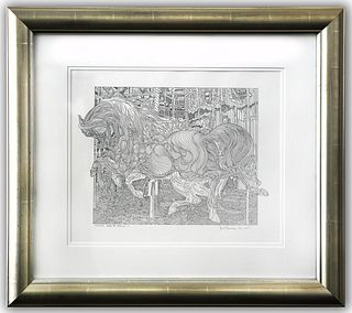 Guillaume Azoulay- Original Drawing on Paper "Mesteno maquette for the etching"