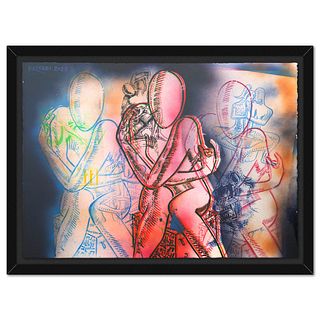 Mark Kostabi- Original Mixed Media on Paper "Echoes Of Cosmic Passion"