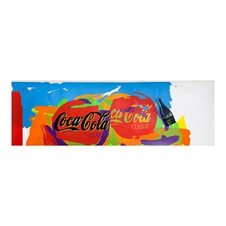 Steve Kaufman (1960-2010) "Coca-Cola Tops" Hand Signed and Numbered Limited Edition Hand Pulled silkscreen mixed media on Canvas with LOA.