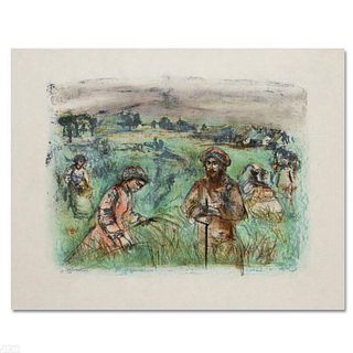 Fields Near Chartres Limited Edition Lithograph by Edna Hibel (1917-2014), Numbered and Hand Signed with Certificate of Authenticity.