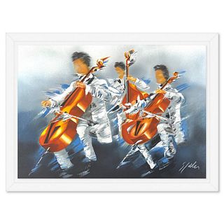 Victor Spahn, "Cellists Trio" framed limited edition lithograph, hand signed with Certificate of Authenticity.