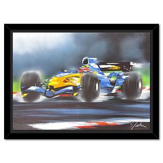 Victor Spahn, "Renault F1 (Alain Prost)" framed limited edition lithograph, hand signed with Certificate of Authenticity.