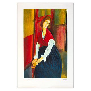 Amedeo Modigliani, "Jeanne Hebuterne" Limited Edition Lithograph with Certificate of Authenticity.
