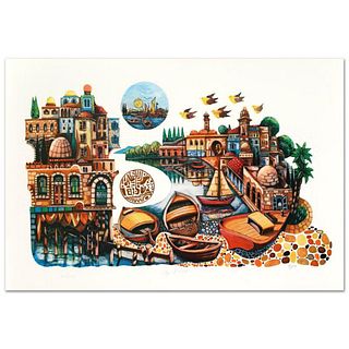 Amram Ebgi, "City of Jaffa" Limited Edition Lithograph, Numbered and Hand Signed with Letter of Authenticity.