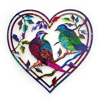 Patricia Govezensky- Original Painting on Laser Cut Steel "Love Birds"
