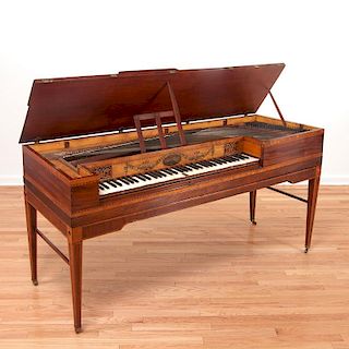 Astor & Company inlaid mahogany square piano