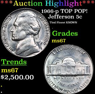 ***Auction Highlight*** 1966-p Jefferson Nickel TOP POP! 5c Graded ms67 BY SEGS (fc)