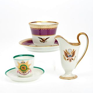 (3) American Presidential porcelain table articles