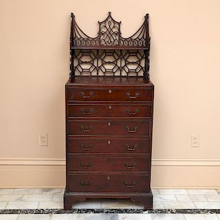 Chinese Chippendale style secretary chest
