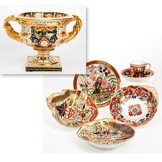 Group English porcelain Imari tablewares