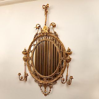George III style gilt composition girandole mirror