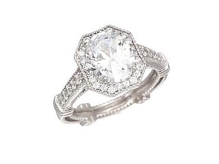 DECADENCE Sterling Silver mm Oval Fancy Halo Cathedral Cubic Zirconia  size 9