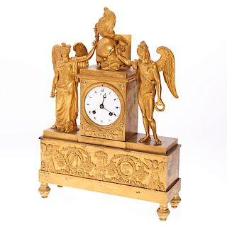 Empire gilt bronze mantel clock