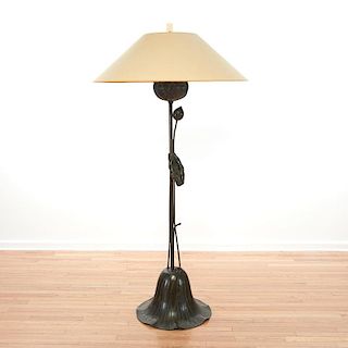 Art Nouveau patinated bronze Fantasy floor lamp