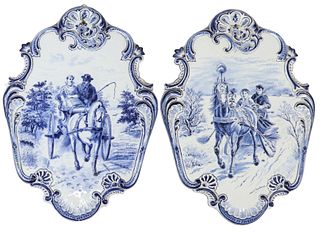 (2) AFTER OTTO EERELMAN (D.1926) DELFT BLUE & WHITE WALL PLAQUES