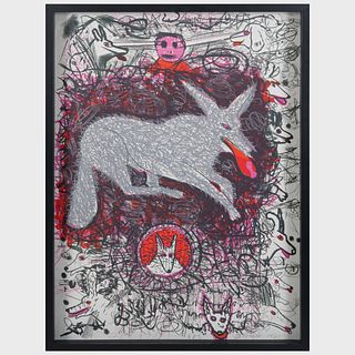 Roy de Forest (1930-2007): Untitled (Wolf)