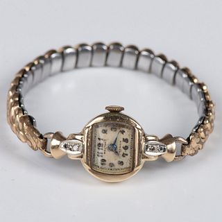 Delicate Waltham Ladies Gold and Diamond Wristwatch