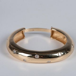 Large 14K Gold & Diamond Bangle Bracelet