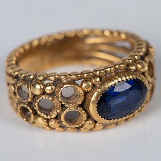 Antique 19th c. 20K Gold and Natural Sapphire Ring