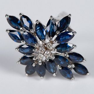 Fabulous 18k White Gold, Sapphire and Diamond Cocktail Ring