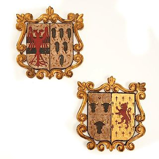 (2) Heraldic shield plaques