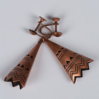 Vintage Native American Copper Screw-Back Earrings