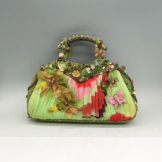 Mary Frances Silk Chiffon Handbag, Green/Pink/Red/Yellow