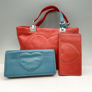 3pc Brighton Leather Handbag + Wallet + Card Case