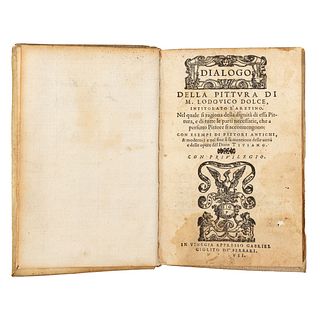 Dolce, Lodovico / Battista Alberti, Leo. Dialogo della Pittura / La Pittura.  Viengia 1557 / 1647. 2 obras en un volumen.