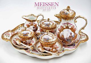 18th C. Meissen Hand Painted Tea Set