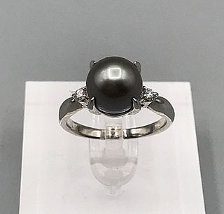 Grey Tahitian Pearl and Sterling Ring 