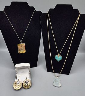 Group of Gold Embellished Necklaces and More 