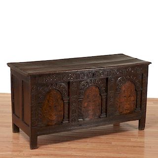 Jacobean carved oak blanket chest
