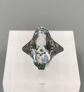 Art Deco 14K Aquamarine Ring
