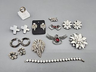 Group of Vintage and Modern Silvertone Jewelry