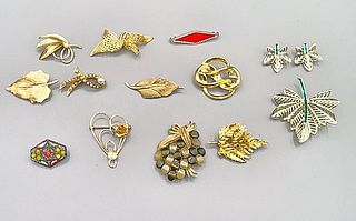 Group of Vintage Gold Tone Pins c1950-Amerique and More