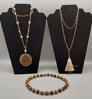 3 Brown Necklaces-Tiger's Eye and More